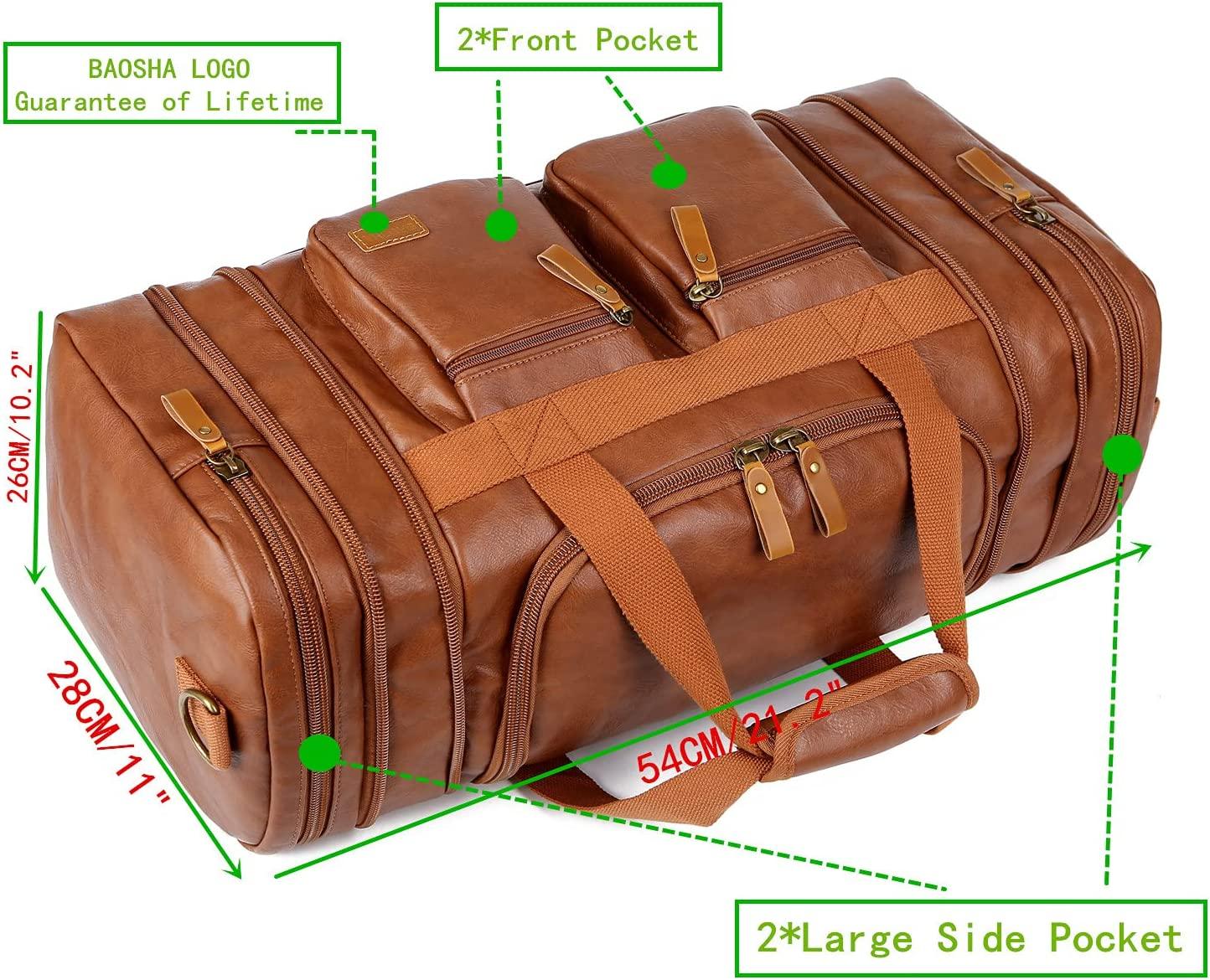 21 Men's Leather Expandable Duffel Bag