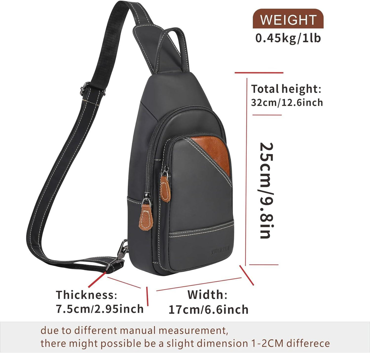 12 Men's Leather Casual Sling Bag