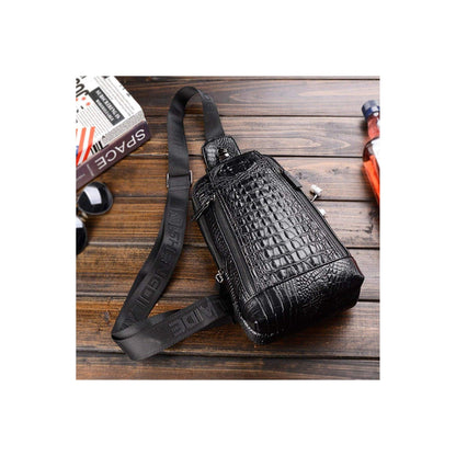 12 Men's Crocodile Pattern Leather Crossbody Sling Bag