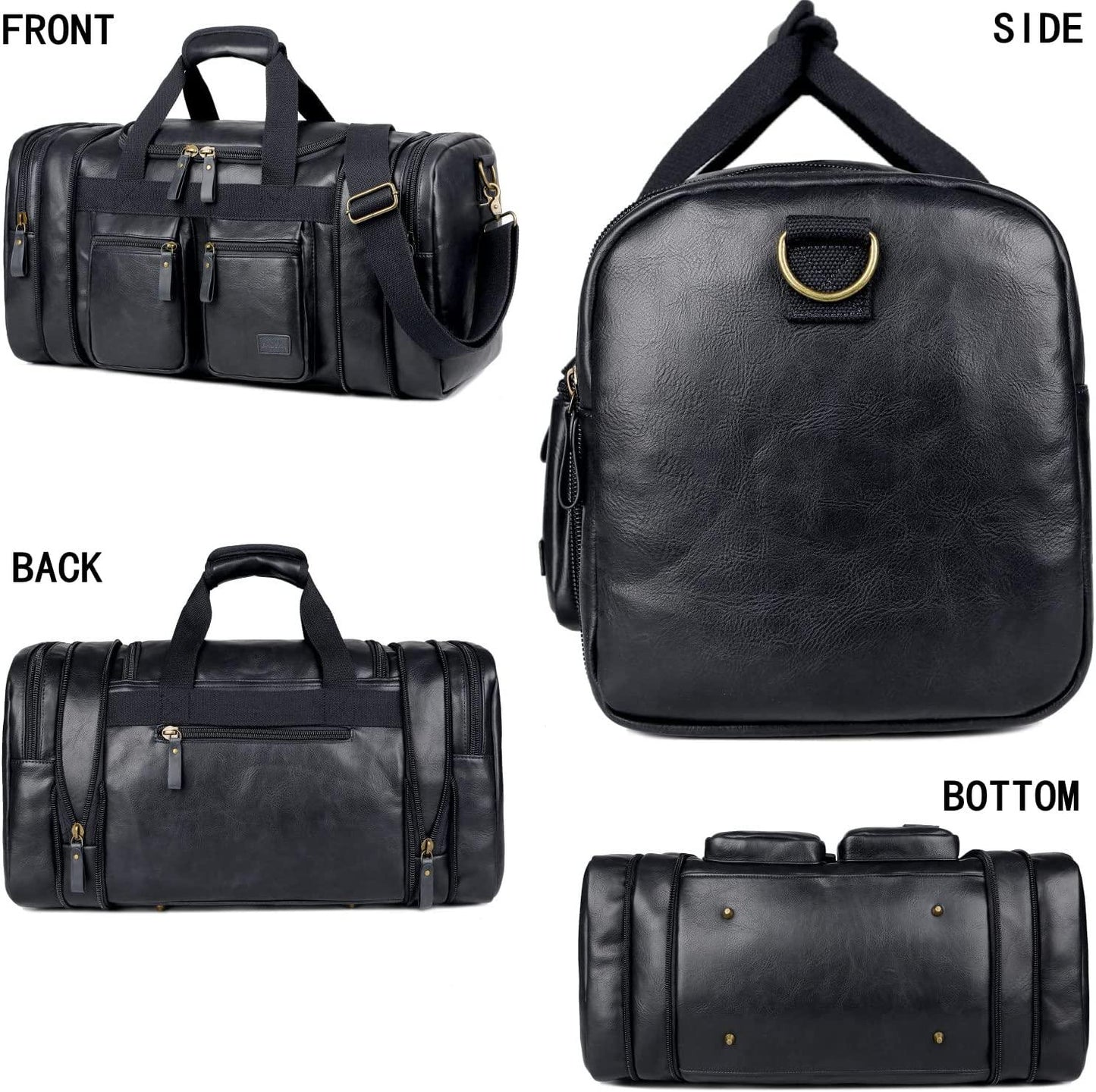 21 Men's Leather Expandable Duffel Bag