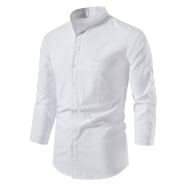 Men Casual Blouse Cotton Linen Shirt Loose Tops