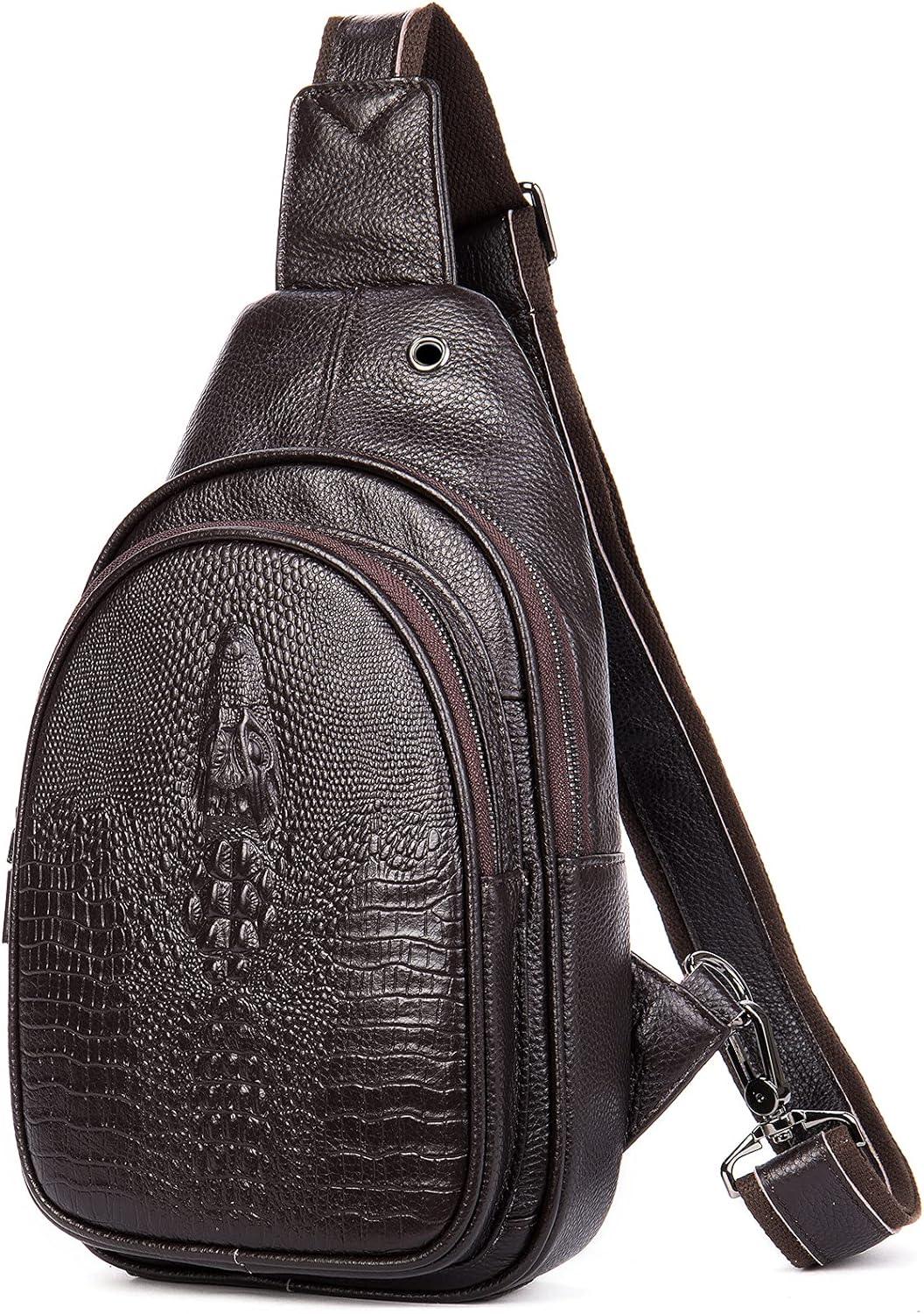 12 Men's Crocodile Leather Sling Bag