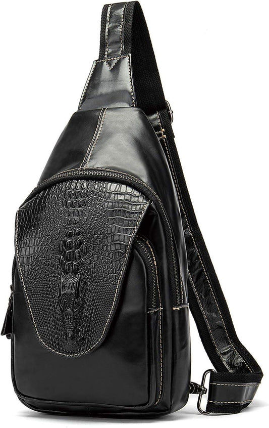 12 Leather Crocodile Embossed Sling Bag