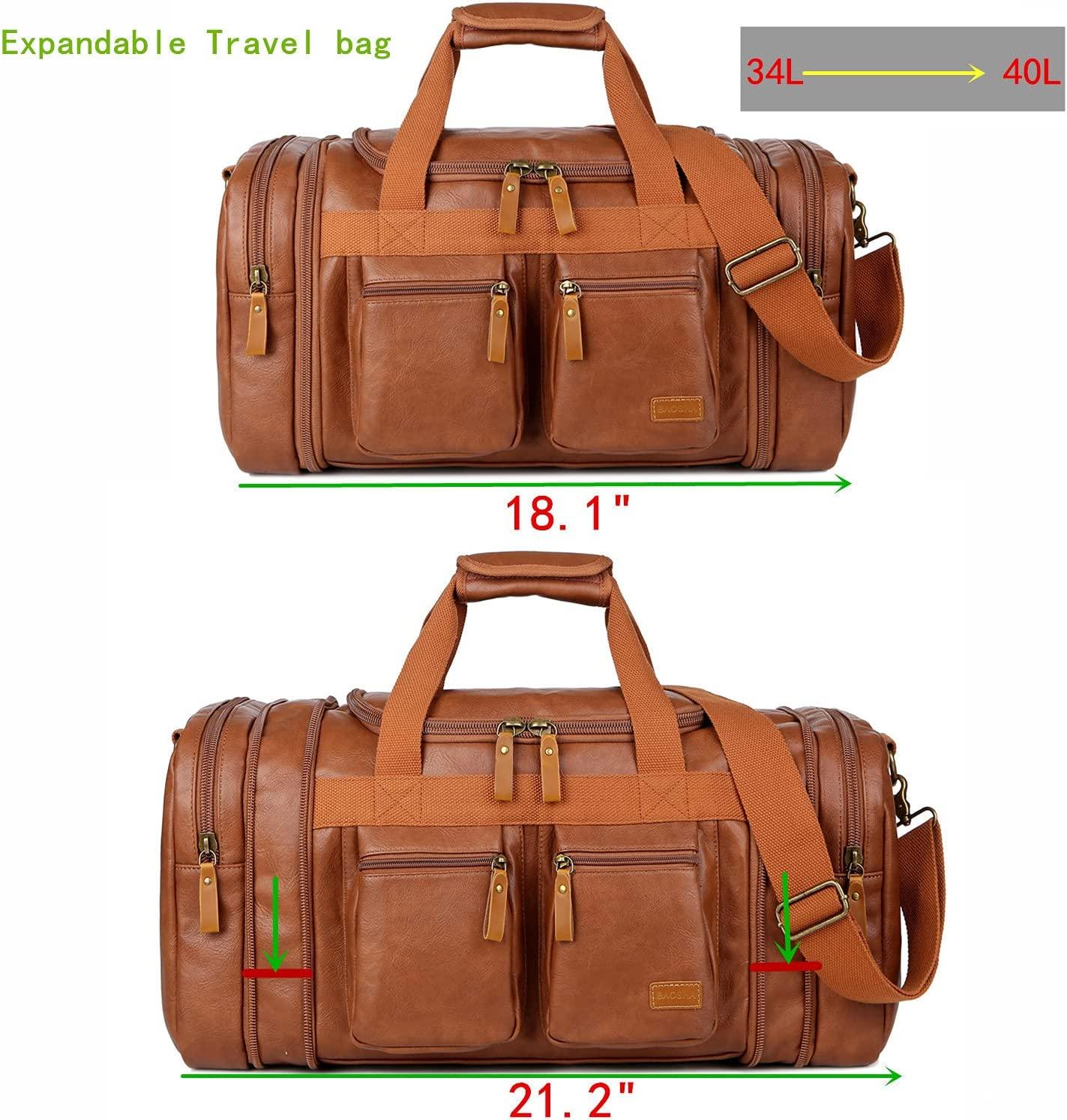 21 Men's Leather Expandable Duffel Bag