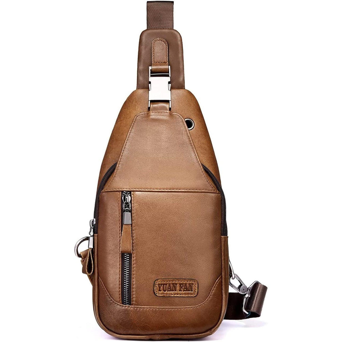 12 Men's Premium Leather Crossbody Sling Bag