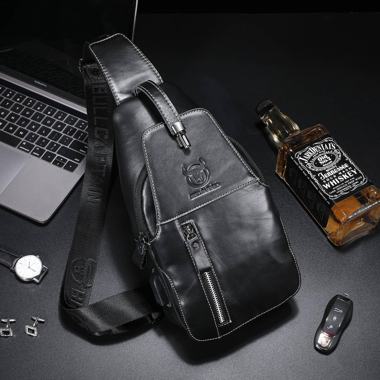 12 Men's Leather Crossbody Sling Bag